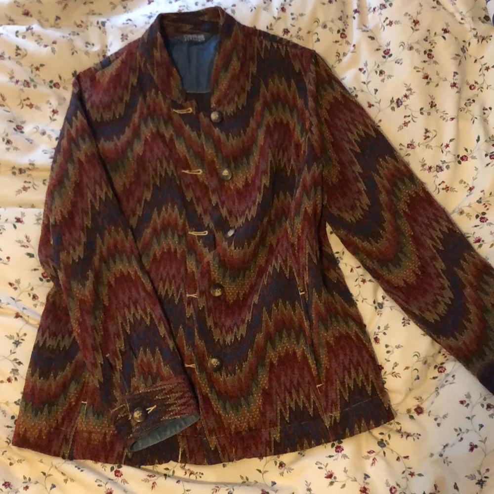 City Blues try-colour coat with shoulder pads